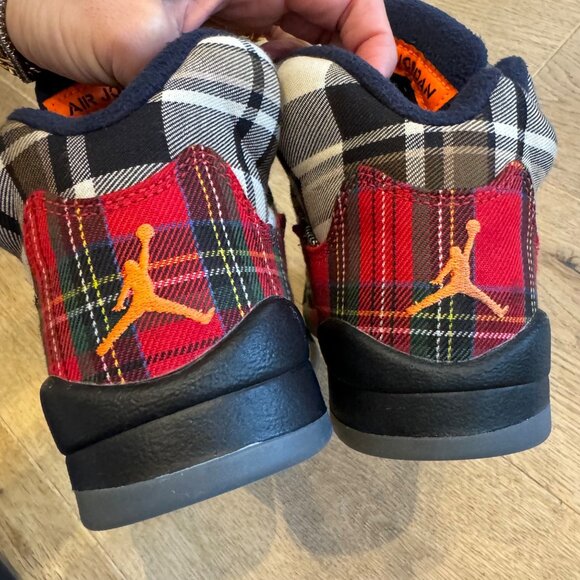 Air Jordan 5 Retro Plaid limited Sneakers Multicolor Black/Orange Size 4 - Picture 8 of 13